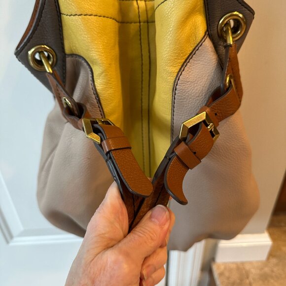 OrYany Handbag Victoria Dove Colorblock Pebble Grain Leather Bag Crossbody Hobo - Picture 16 of 16